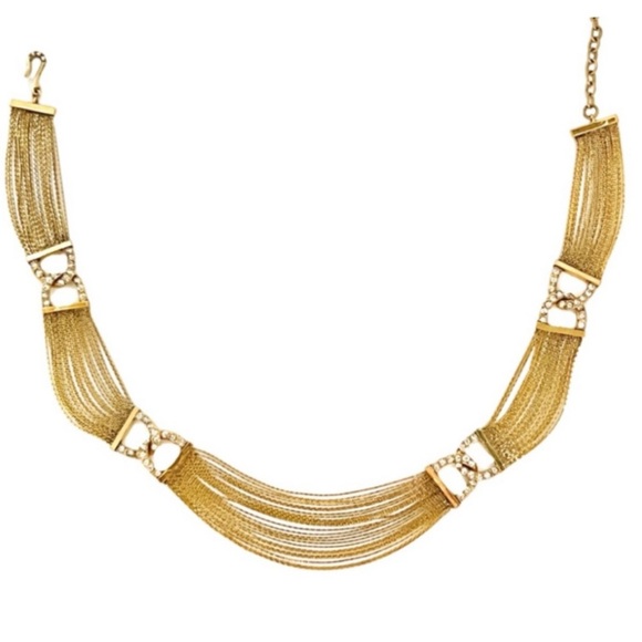 VINTAGE • Monet Chain Crystal Gemini Link Necklace - Picture 1 of 4